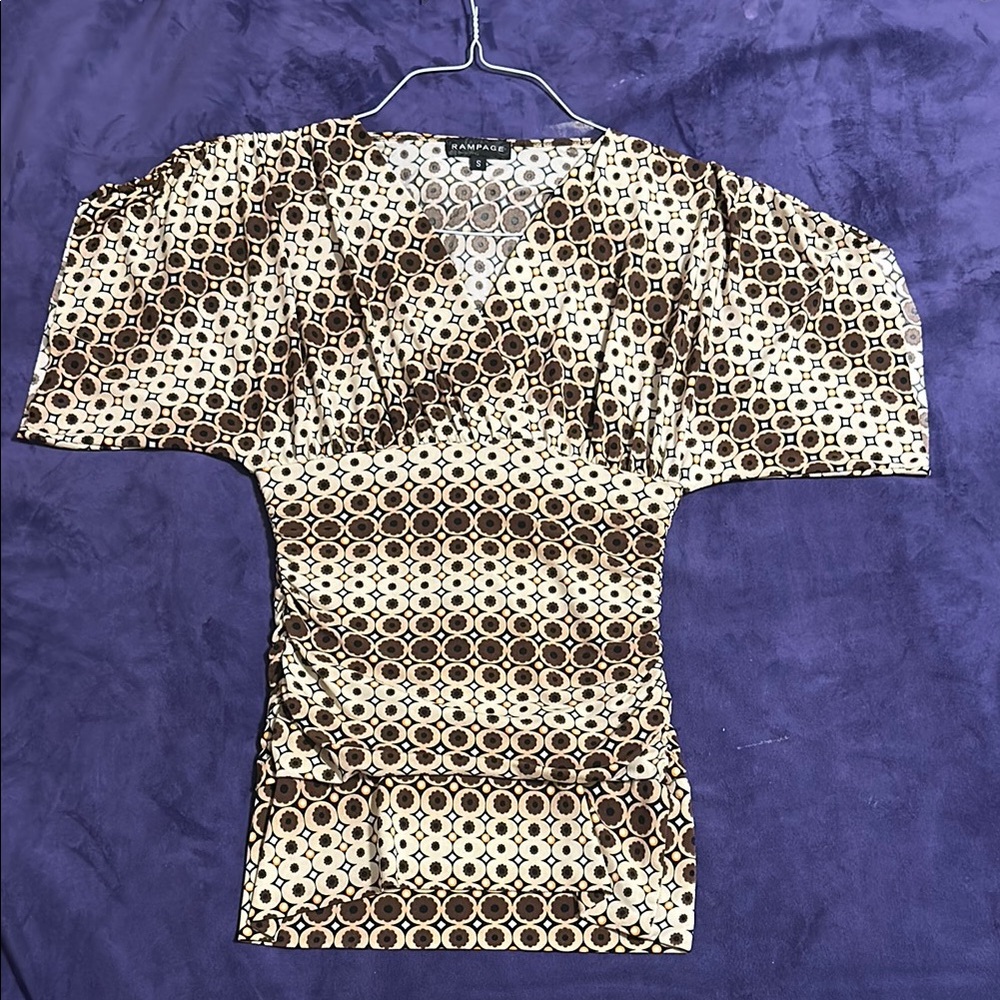 Women’s Brown and Cream Patterned Top